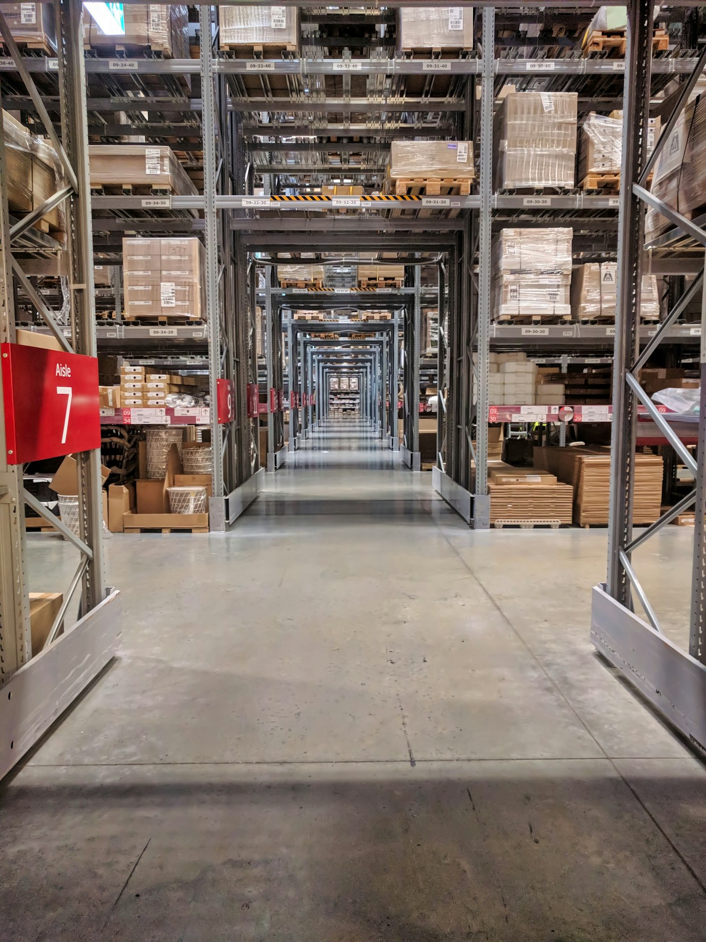 Warehouse shelves filled with inventory