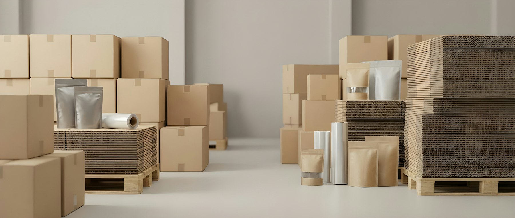 Clean ecommerce packaging prepared for fulfilment
